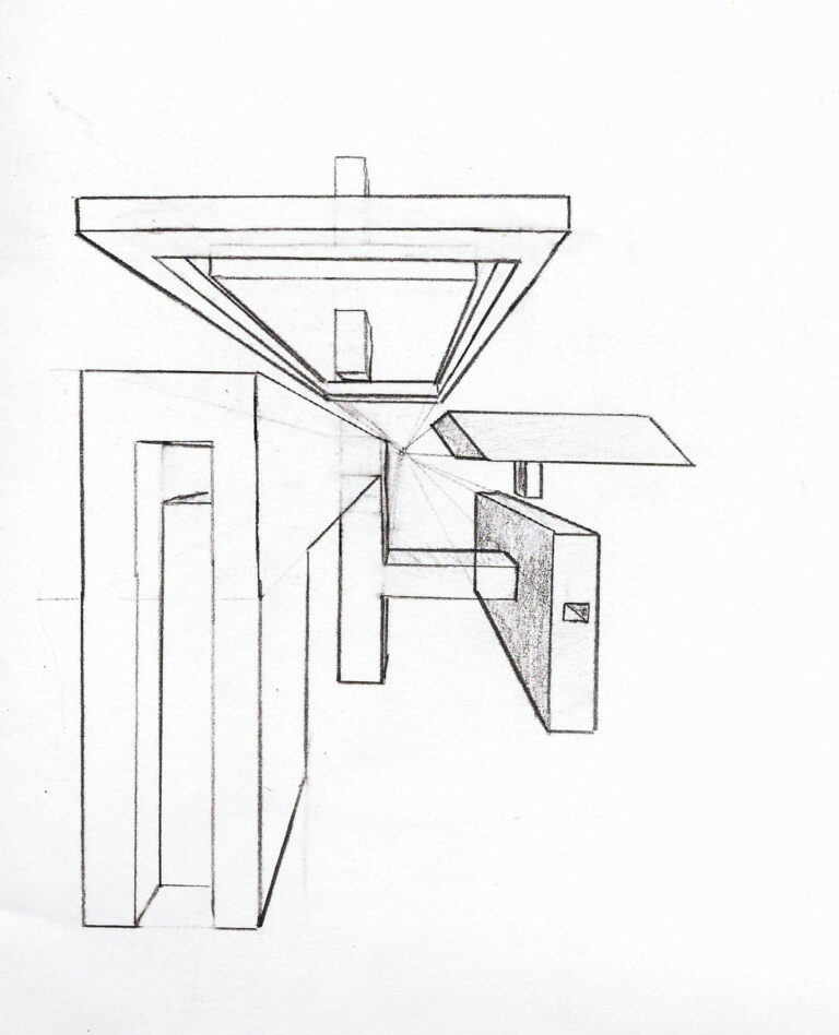 dessin de figure en 3d composé de plusieurs rectangles qui se tiennent dans l'espace