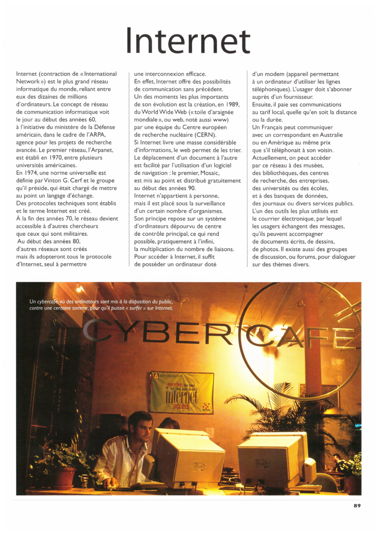 scan d'un article sur internet dans l'encyclopédie 