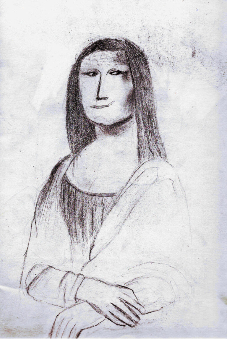 dessin de la joconde au crayon à papier