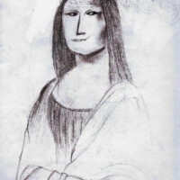 dessin de la joconde au crayon à papier